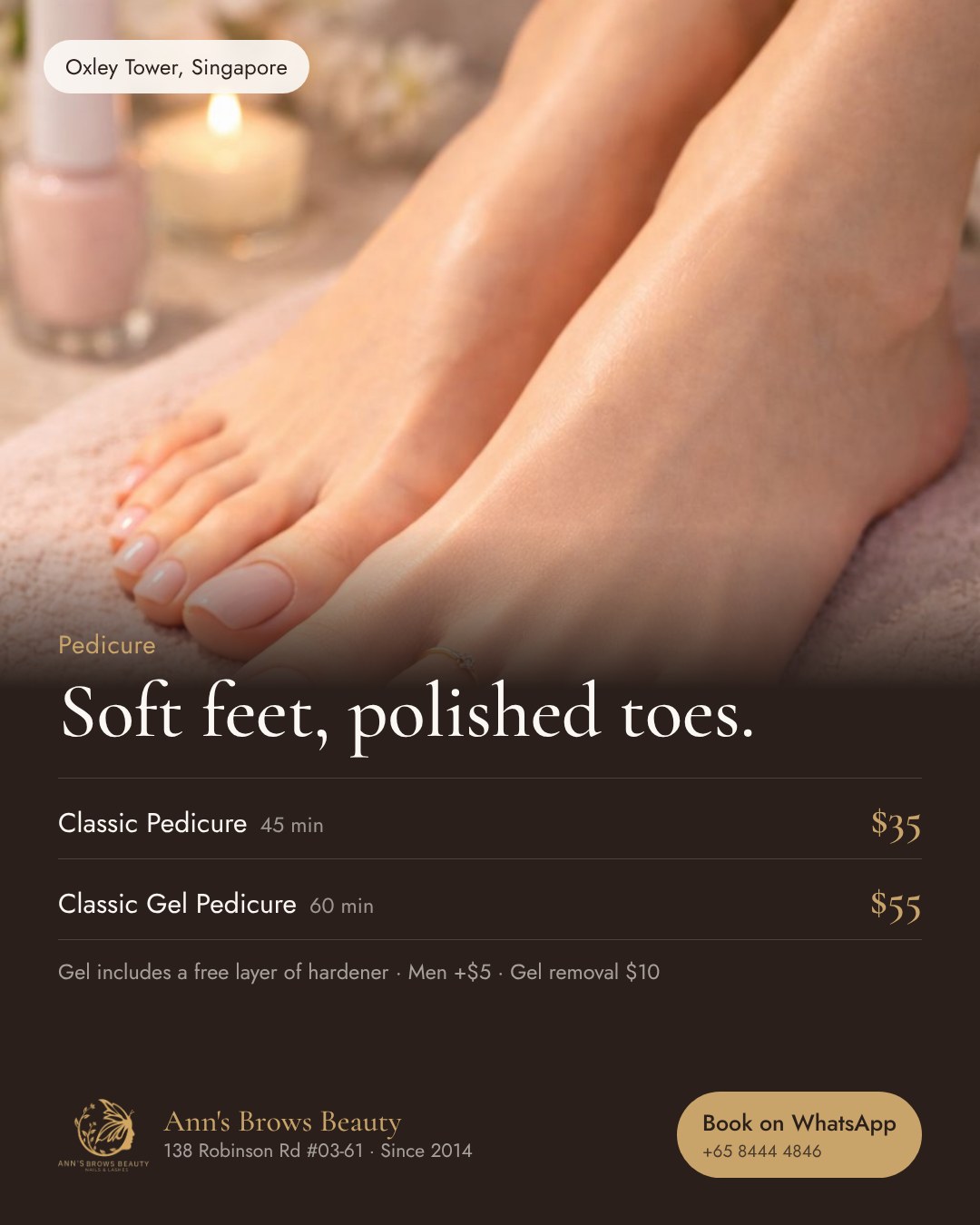 Pedicure prices at Ann's Brows Beauty